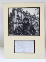 A framed John Lennon and Yoko Ono autograph and bl