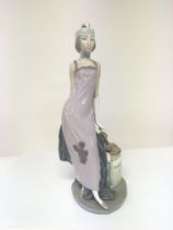 A large Lladro figure of a lady in Art Deco design