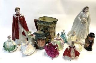 A collection of Royal Doulton, Worcester figures,