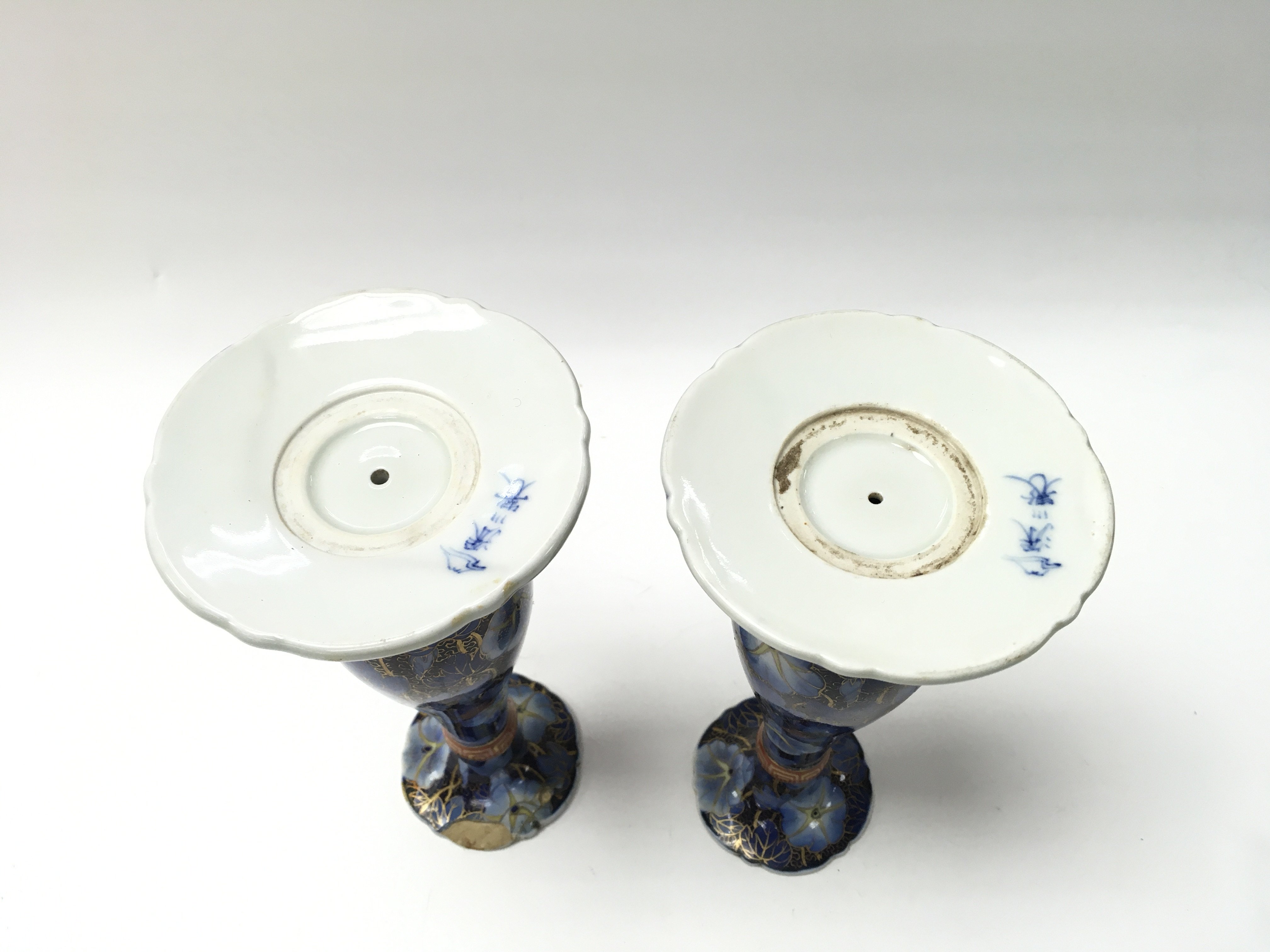 A pair of Japanese candle stick holders. One with - Image 3 of 3
