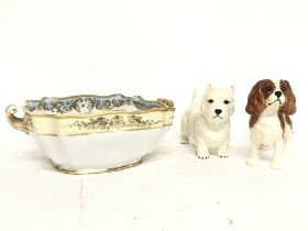 A Japanese Noritake bowl & Beswick dog figures. No
