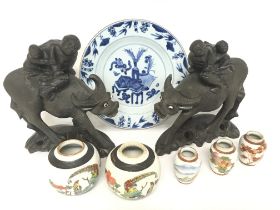 A collection of oriental items including a pair of