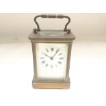 A Brass Carriage Clock. Approx height 15 cm x 8 cm