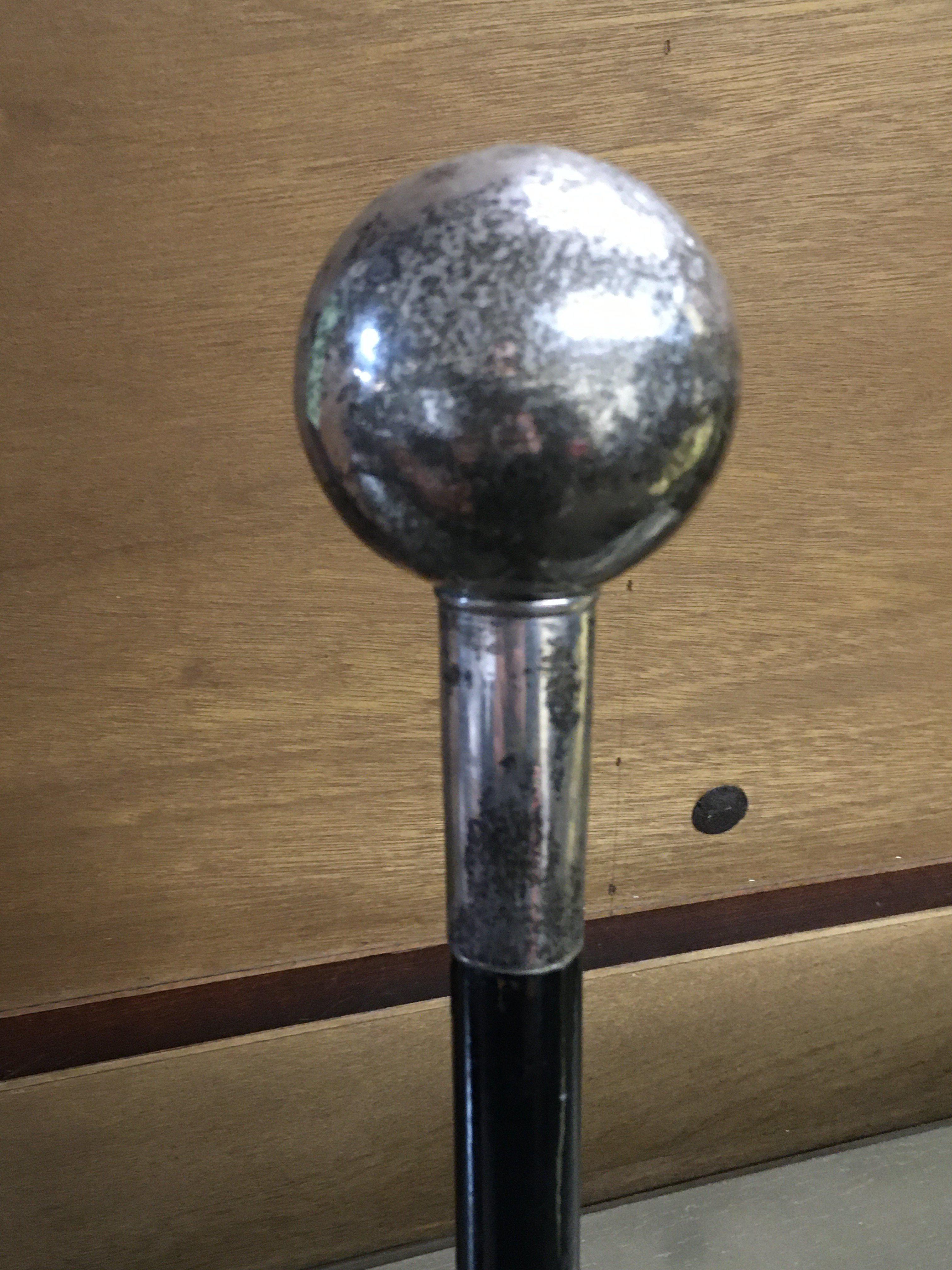 A silvered ball ended ebony staff, approximately 1 - Image 2 of 2