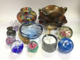 A small collection of coloured glassware comprisin