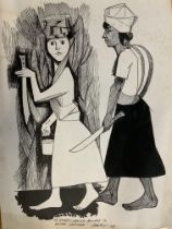 Stanley Greaves, (B.1934). 3 dedicated ink sketche