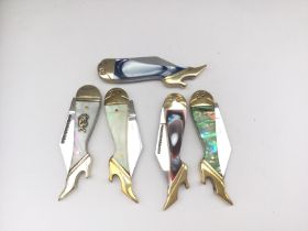 A Collection of 5 Rough Rider Ladies Leg Knives.