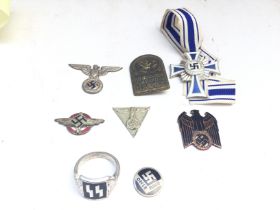 A Mixed Bag of Nazi Badges. Pins and a Ring.