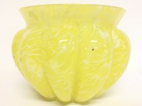 A yellow glass Jardiniere, 24cm approx in diameter. Postage category D
