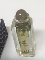A 20th Century hand painted glass scent bottle pai