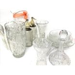 A Collection of cut glass ware including vases, bo