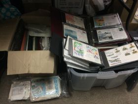 Two boxes of stamps and first day covers. Shipping
