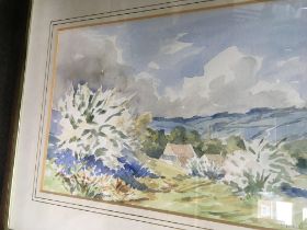 Two framed watercolours depicting country side vie