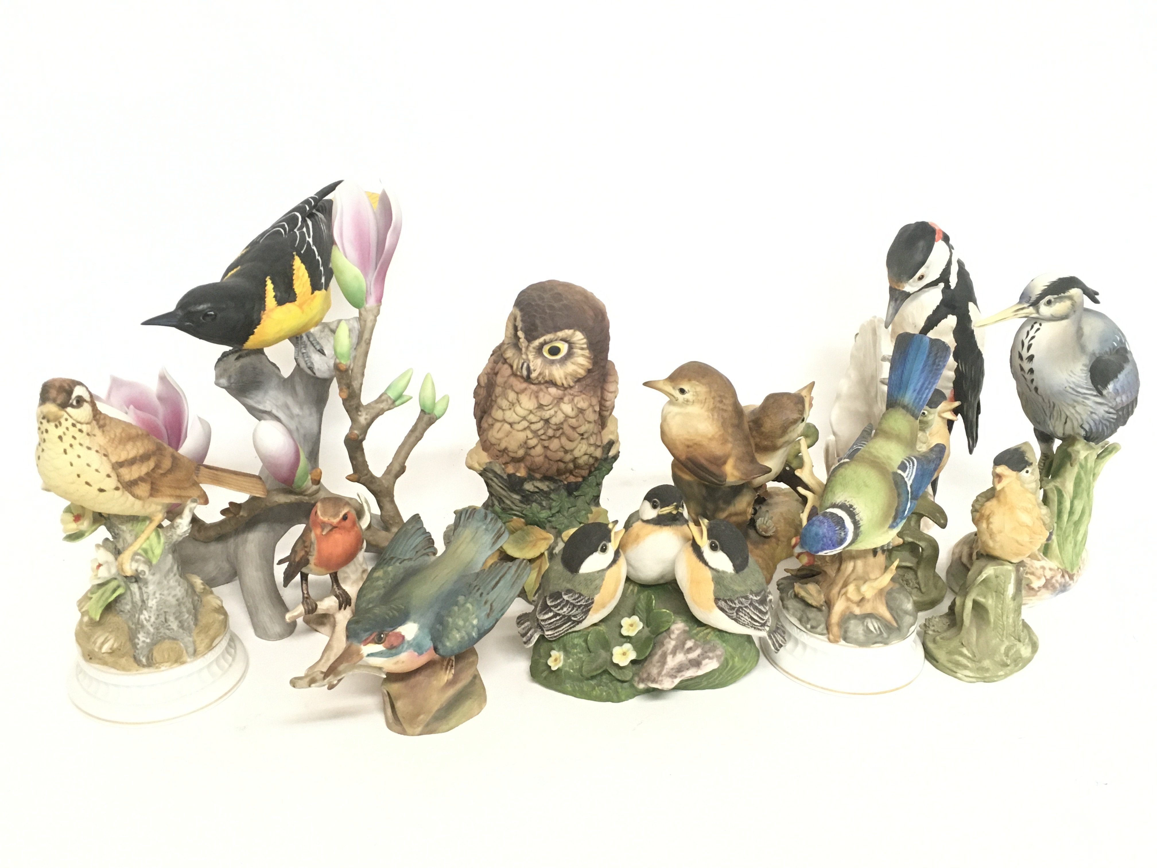 A collection of Bird figures including Royal Worce