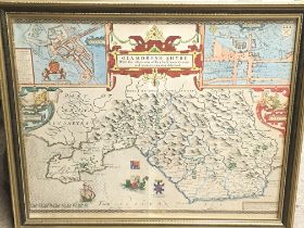 Framed map, Glamorgan Shyre With the Sittuations o