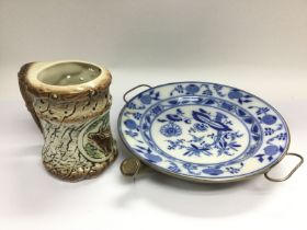 A WMF blue and white plate warmer and a Continenta