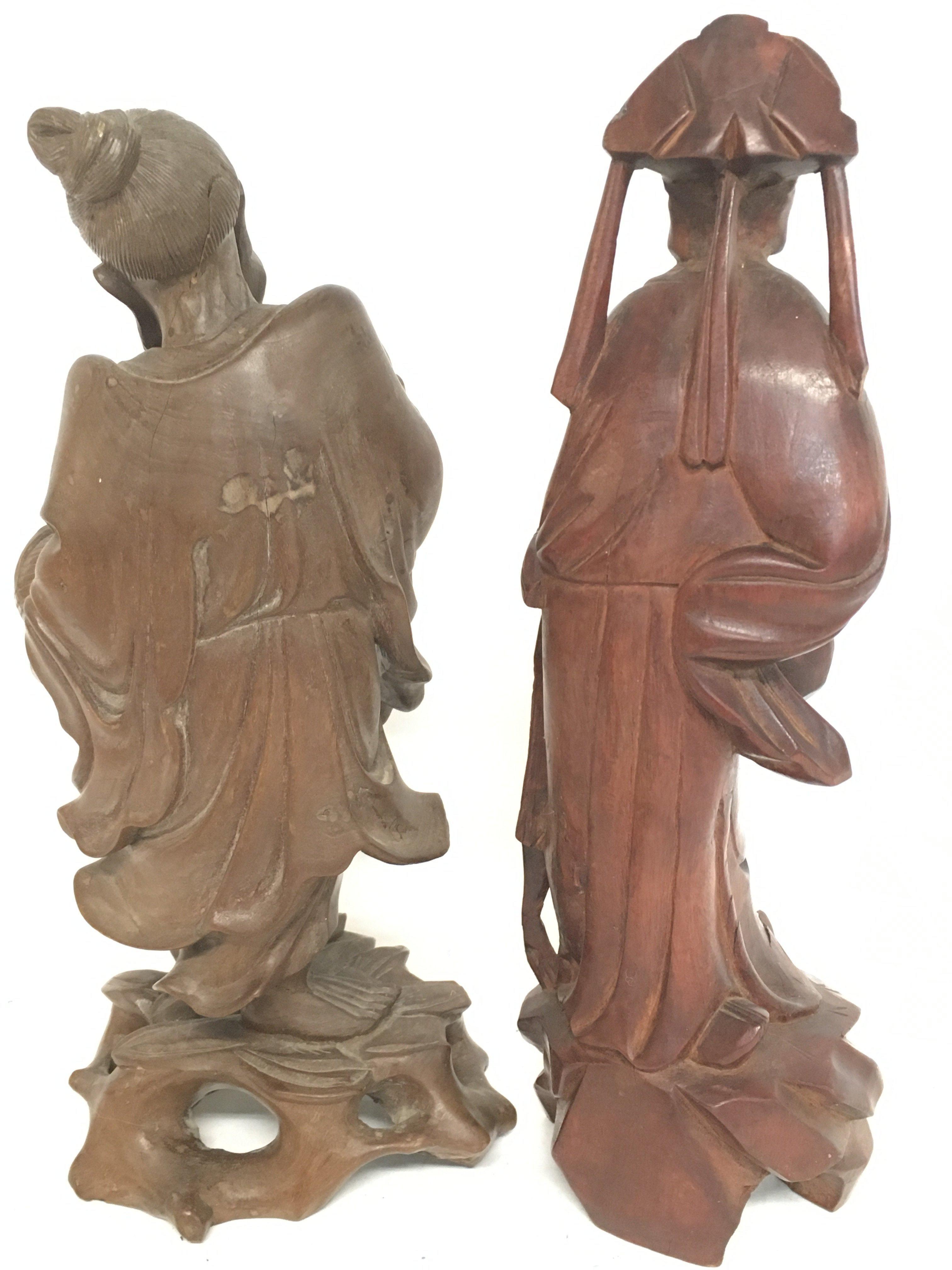 19th century wooden carvings of oriental figures. - Image 3 of 3