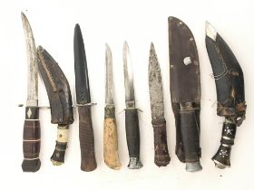 Collection of antique knives including hunting and