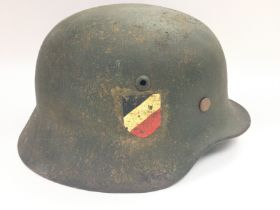 A WWII Third Reich Double Decal Helmet and Liner.