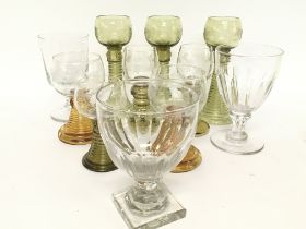 A collection of glassware including Georgian rumme