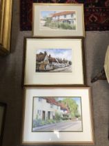 Three framed watercolours depicting Essex views. F