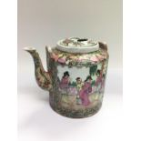 A Cantonese famille rose teapot, approx height 16c