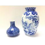 Chinese blue and white vases with floral decoratio