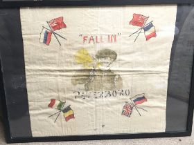 A framed Fall in Peterboro cloth depicting a soldi