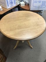 A beech kitchen table with chairs, table 98cm in d