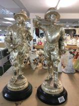 A pair silvered spelter figures in the form of french cavaliers. 50c