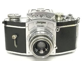 A vintage Ihagee Exatra German camera. Postage cat