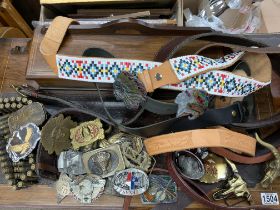 A good collection of American belt buckles and lea