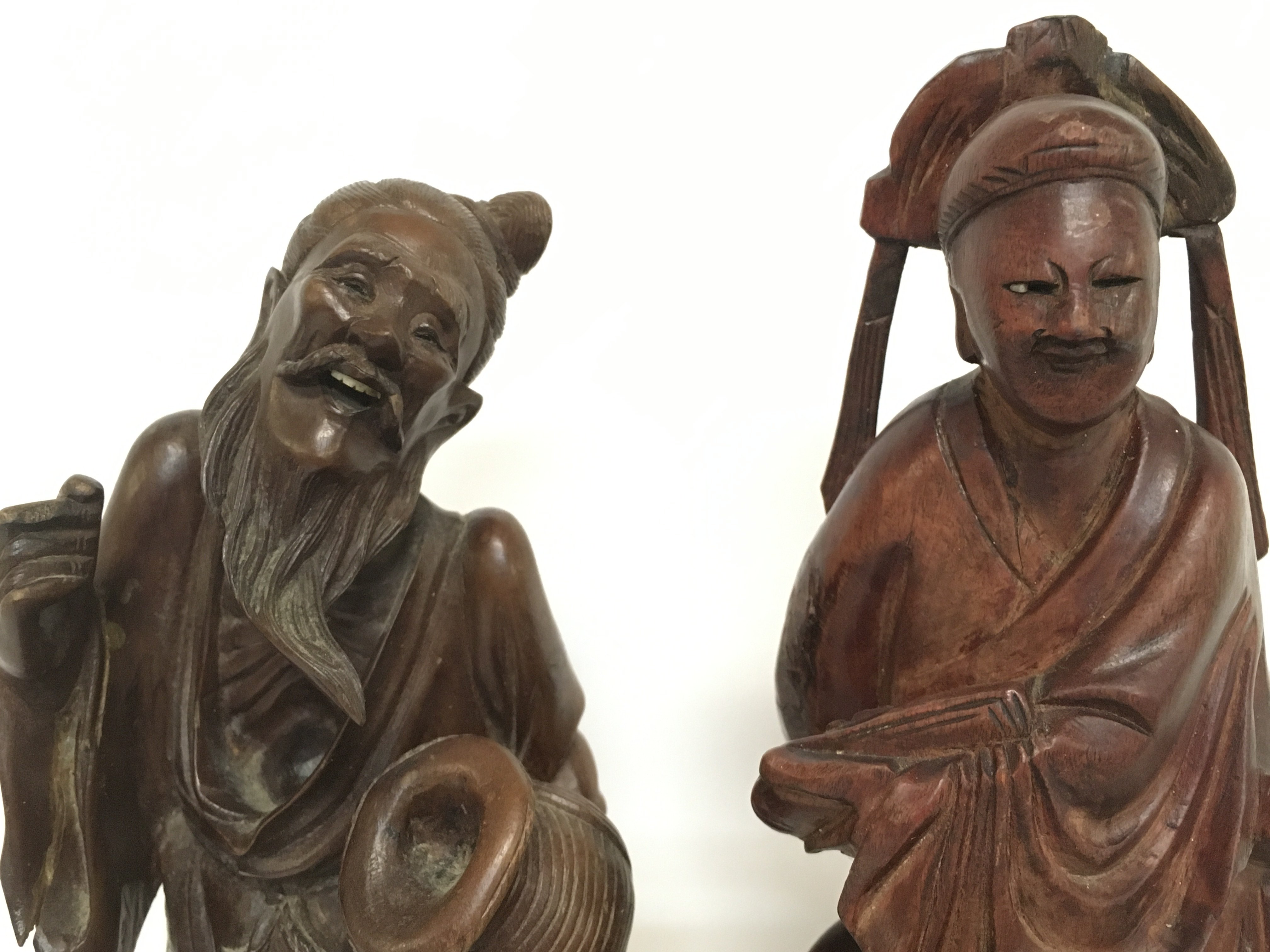 19th century wooden carvings of oriental figures. - Image 2 of 3