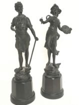 A pair of Spelter Black smith and painter figures