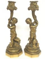 A pair of 19th Century French gilted bronze putti