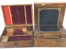 Writing box with ink and Victorian sewing box , dimensions 12.5x30x11.5cm & 22.5x30x15cm.