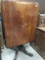 A Victorian mahogany tip action table the rectangu