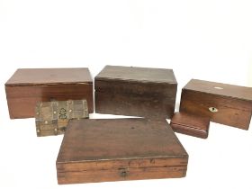 A Collection of vintage wooden boxes, ranging from