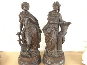 Two spelter figurines. LA Poesie and L Histoire. 5