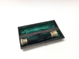 A Victorian green double ended scent glass. Origin