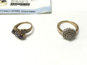 Two 9ct gold rings both set with assorted gem ston