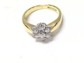18ct yellow and white gold diamond daisy cluster r