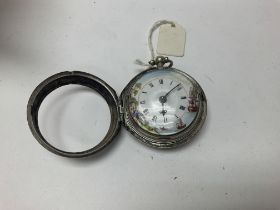 An 18th century silver pear cased pocket watch wit