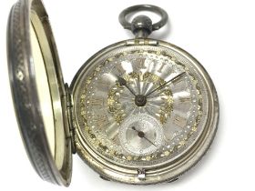 A silver cased pocket watch. Approximately 50mm ca