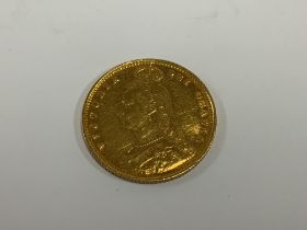 1891 shield back half sovereign, milled edge. (A)