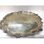 A large Victorian silver tray, London hallmarks. 3