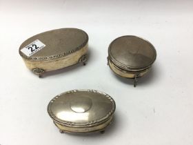 Three silver trinket boxes. With blind interiors,