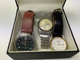 3 quartz watches including rotary, seiko 5 and ted