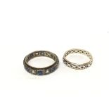 Two eternity rings set with coloured stones. NO RE