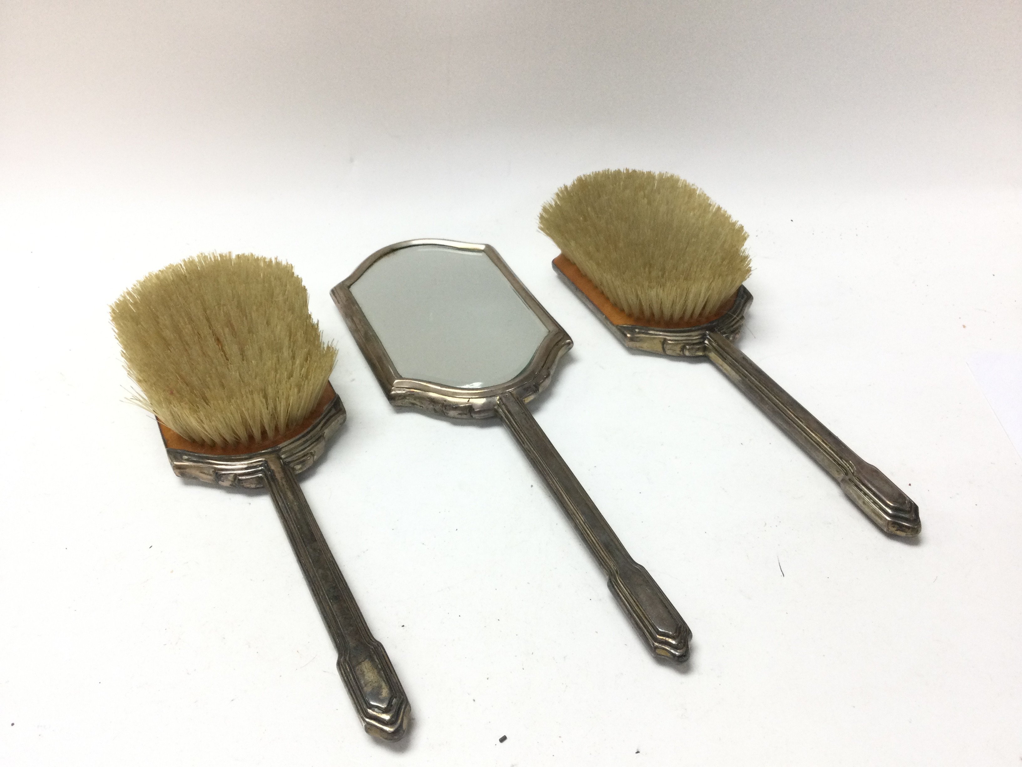 A Art Deco dressing table set, silver enamelled, c - Image 2 of 2